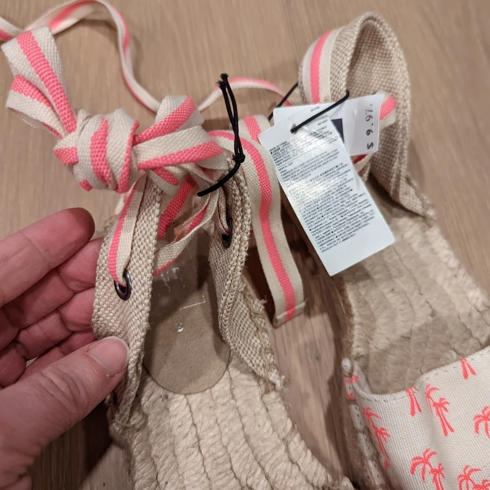 Women's Beige and Pink Espadrille Sandals